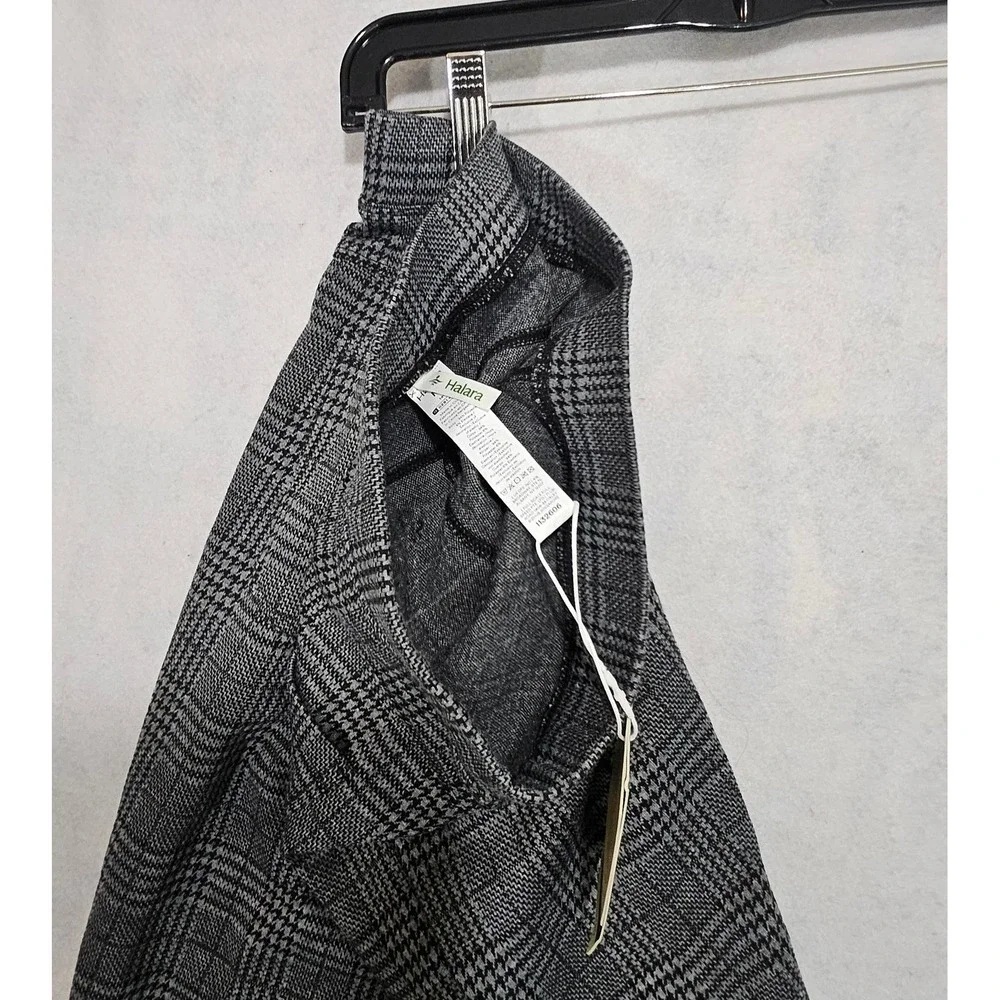 Halara Dress Pants M NEW Work Plex Pull On Grey Skinny Houndstooth Plaid Black
